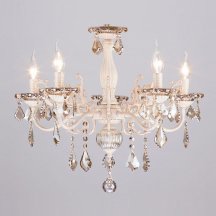 Китайская люстра Eurosvet 3281 3281/5 белый с золотом/тонированный хрусталь Strotskis