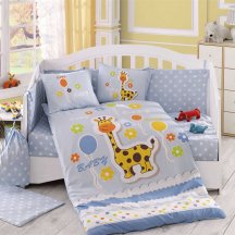 Голубое постельное белье с одеялом «PUFFY» из поплина, детское