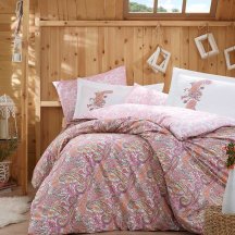 Красивое комплект постельного белья из поплина «GIULIA» с восточным узором, розовый, евро