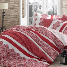Красивое семейное постельное белье «LISA» из сатина, красное