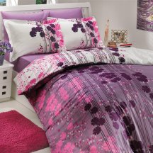 Натуральное полуторный комплект постельного белья «VENTURA» из поплина, лиловый
