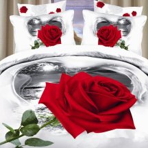 Кпб сатин 1,5 спальный (роза на фоне ночного моря), красивое