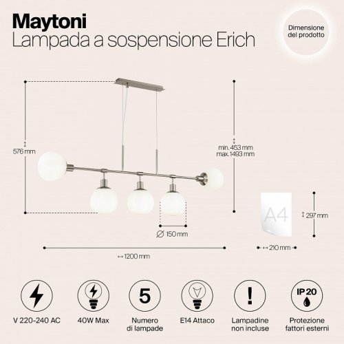 Подвесная люстра Maytoni Modern Mod221 MOD221-PL-05-N Подвесная люстра Maytoni Modern Mod221 MOD221-PL-05-N