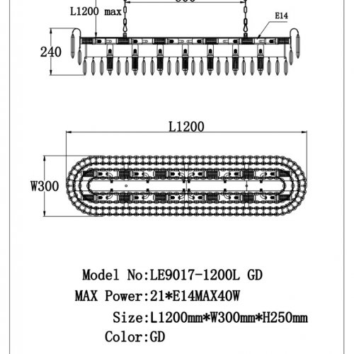 Подвесная люстра Catherine LE9017/1200L GD