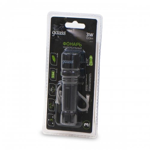 Ручной светодиодный фонарь Gauss аккумуляторный 178х38 100 лм GF207 Ручной светодиодный фонарь Gauss аккумуляторный 178х38 100 лм GF207