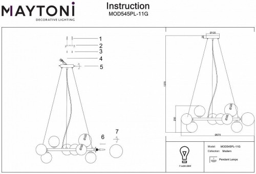 Подвесной светильник Maytoni Dallas MOD545PL-11G