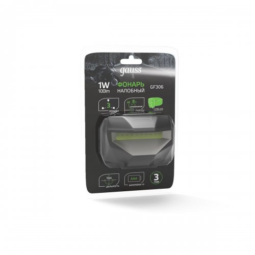 Налобный светодиодный фонарь Gauss от батареек 60х40 100 лм GF306 Налобный светодиодный фонарь Gauss от батареек 60х40 100 лм GF306