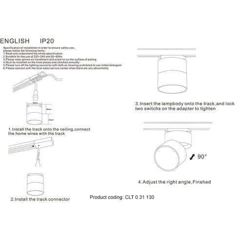 Трековый светодиодный светильник Crystal Lux CLT 0.31 130 WH