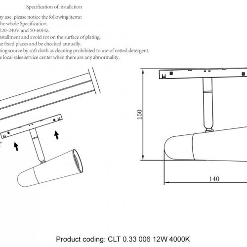 Трековый светодиодный светильник для магнитного шинопровода Crystal Lux Space CLT 0.33 006 12W BL-CH 4000K