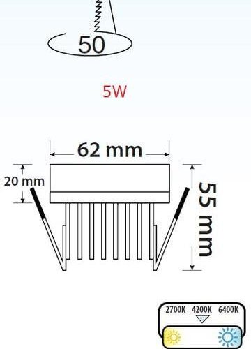 Встраиваемый светодиодный светильник Horoz Valeria 5W 4200К 016-040-0005