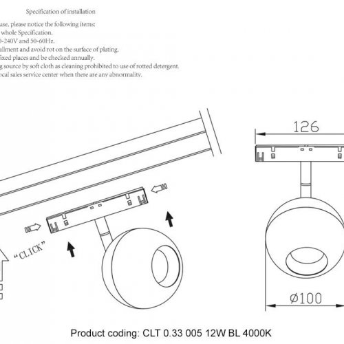 Трековый светодиодный светильник для магнитного шинопровода Crystal Lux Space CLT 0.33 005 12W BL 4000K Трековый светодиодный светильник для магнитного шинопровода Crystal Lux Space CLT 0.33 005 12W BL 4000K