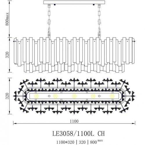 Подвесная люстра Ophelia LE3058/1100L CH