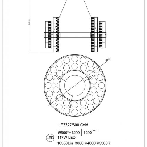 Подвесная люстра Luna LE7727/600 Gold