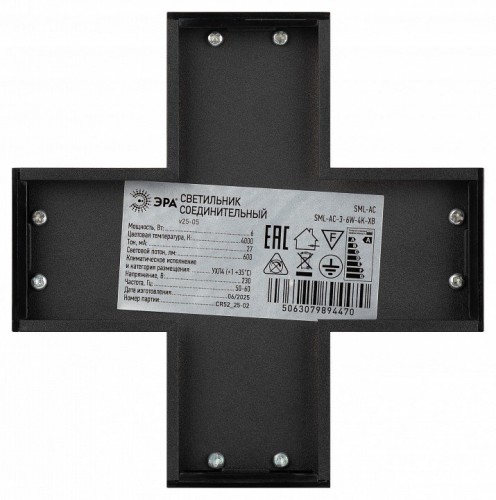 Настенно-потолочный светильник ЭРА SML-AC-3-6W-4K-XB