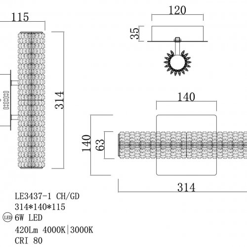 Бра Juliana LE3437-1 GD