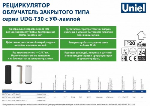 Бактерицидный светильник Uniel UDG-V UL-00007824 Бактерицидный светильник Uniel UDG-V UL-00007824