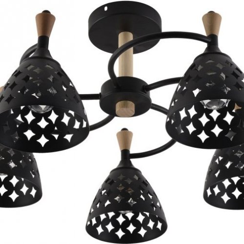 Потолочная люстра Reluce 01515-0.3-05 BK+WOOD Потолочная люстра Reluce 01515-0.3-05 BK+WOOD