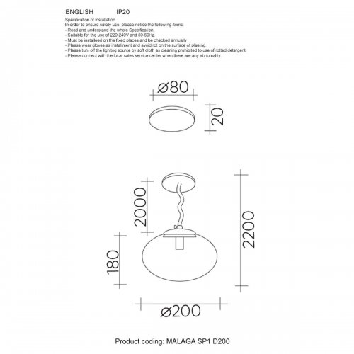 Подвесной светильник Crystal Lux Malaga SP1 D200 Gold Подвесной светильник Crystal Lux Malaga SP1 D200 Gold