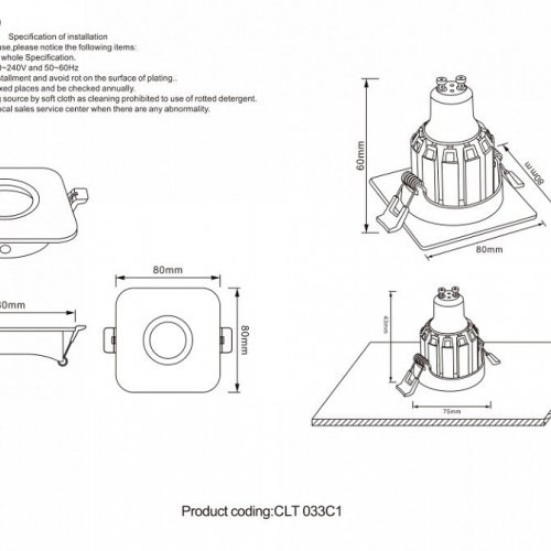 Встраиваемый светильник Crystal Lux CLT 033C1 BL Встраиваемый светильник Crystal Lux CLT 033C1 BL