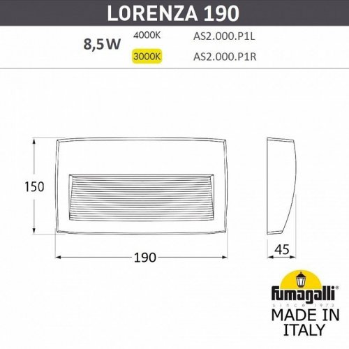 Накладной светильник Fumagalli LORENZA AS2.000.000.BXK1L