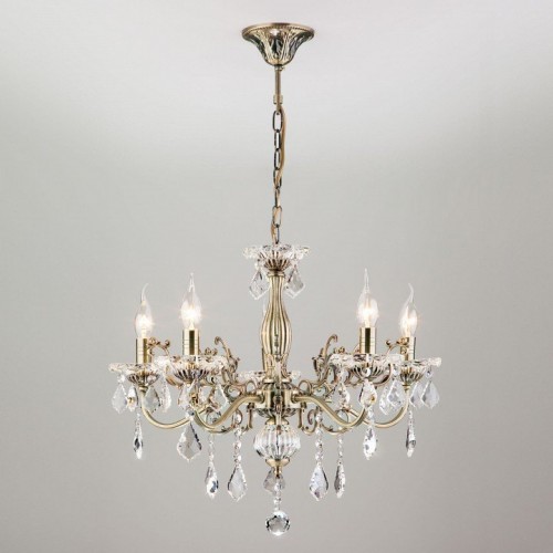 Подвесная люстра Eurosvet 3281/5 античная бронза/прозрачный хрусталь Strotskis