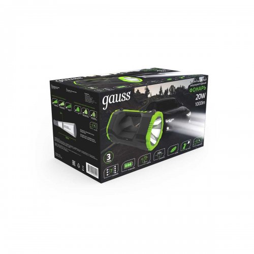 Прожекторный светодиодный фонарь Gauss аккумуляторный 288х151 1000 лм GF703 Прожекторный светодиодный фонарь Gauss аккумуляторный 288х151 1000 лм GF703