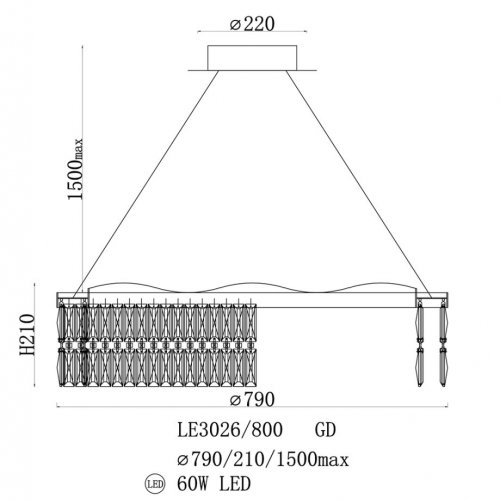 Подвесная люстра Milana LE3026/800 GD