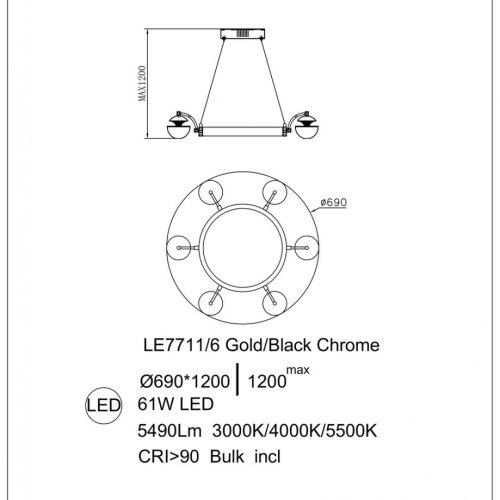 Подвесная люстра Jelly LE7711/6 Gold/Black Chrome