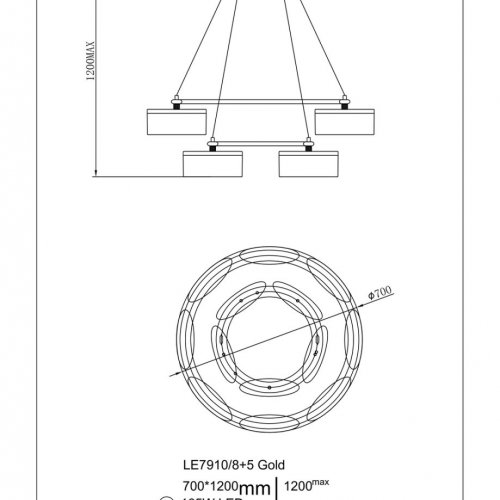 Подвесная люстра Indiana LE7910/8+5 Gold