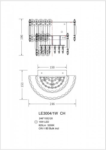 Бра Justine LE3004/1W CH Бра Justine LE3004/1W CH