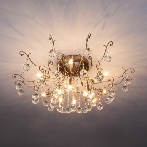 Потолочная люстра Eurosvet 10042/12 античная бронза/прозрачный хрусталь Потолочная люстра Eurosvet 10042/12 античная бронза/прозрачный хрусталь
