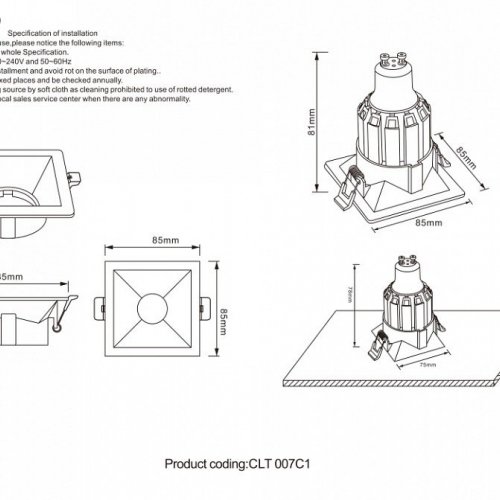 Встраиваемый светильник Crystal Lux CLT 007C1 WH