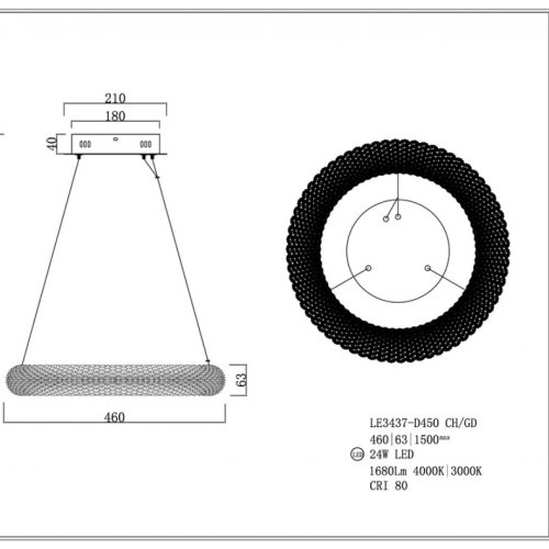 Подвесная люстра Juliana LE3437-D450 GD