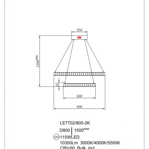 Подвесная люстра Christine LE7702/800-2K Black Chrome