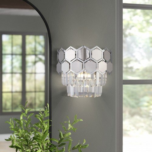 Настенный светильник Eurosvet Ariana 10124/2 хром/прозрачный хрусталь Strotskis (10113/2) Настенный светильник Eurosvet Ariana 10124/2 хром/прозрачный хрусталь Strotskis (10113/2)