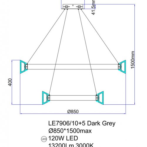 Подвесная люстра Tina LE7906/10+5 Dark Grey