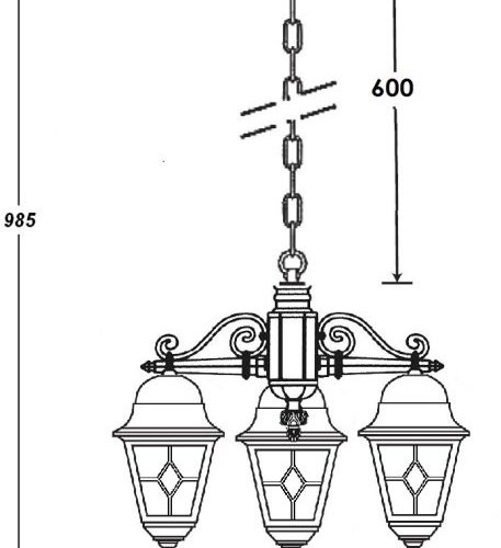Уличный светильник подвесной Oasis Light QUADRO M lead GLASS 79970MlgG/3 Bl