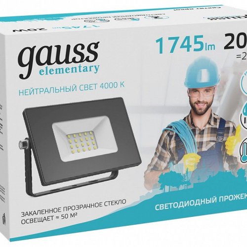 Прожектор светодиодный Gauss Elementary 20W 4000К 613100220