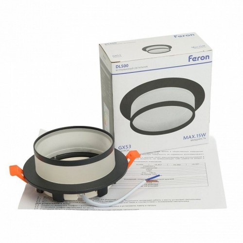 Светильник встраиваемый Feron DL500 потолочный GX53 черный круг 51086