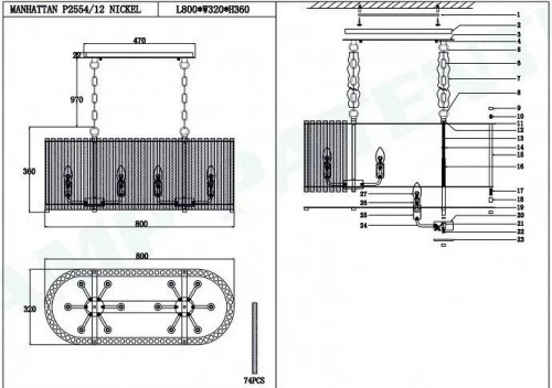 Подвесная люстра iLamp Manhattan P2554-12 NIC