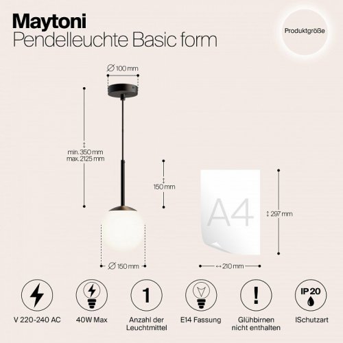 Подвесной светильник Maytoni Basic form MOD321PL-01B Подвесной светильник Maytoni Basic form MOD321PL-01B