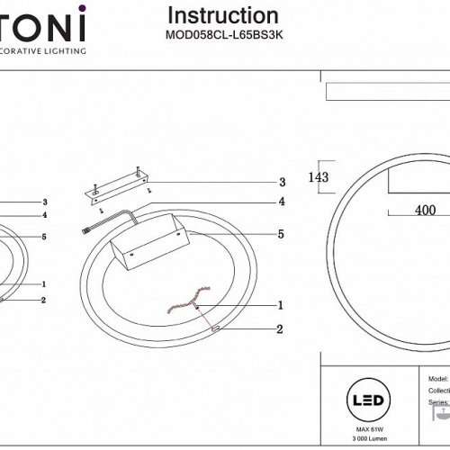 Потолочный светильник Maytoni Rim MOD058CL-L65BS3K Потолочный светильник Maytoni Rim MOD058CL-L65BS3K