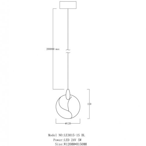 Подвесной светильник Lance LE3015/1S BL