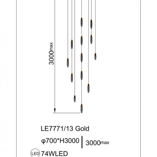 Подвесная люстра Natali LE7771/13 Gold
