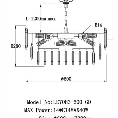 Подвесная люстра Briller LE7083/600 GD