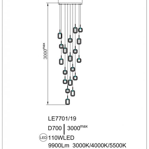 Подвесная люстра Theona LE7701/19 Gold