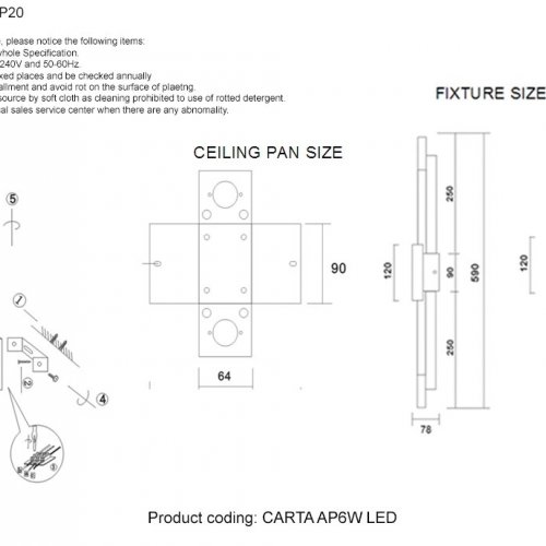 Бра Crystal Lux CARTA AP6W LED WHITE/BRASS