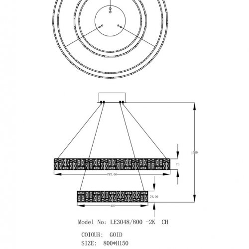 Подвесная люстра Afina LE3048/800-2K CH