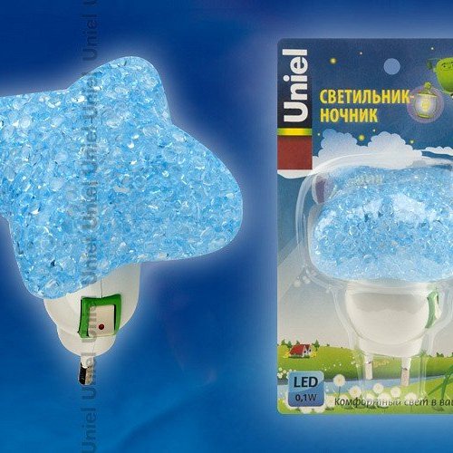 Настенный светодиодный светильник (10334) Uniel DTL-309-Звездочка/Blue/1LED/0,1W