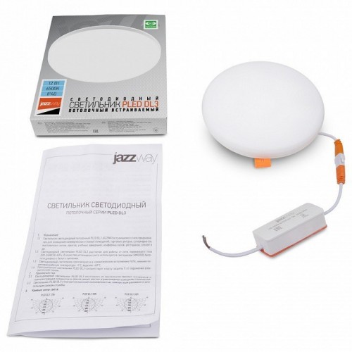 Встраиваемый светильник Jazzway  PLED DL3 12w 6500K IP20 WH